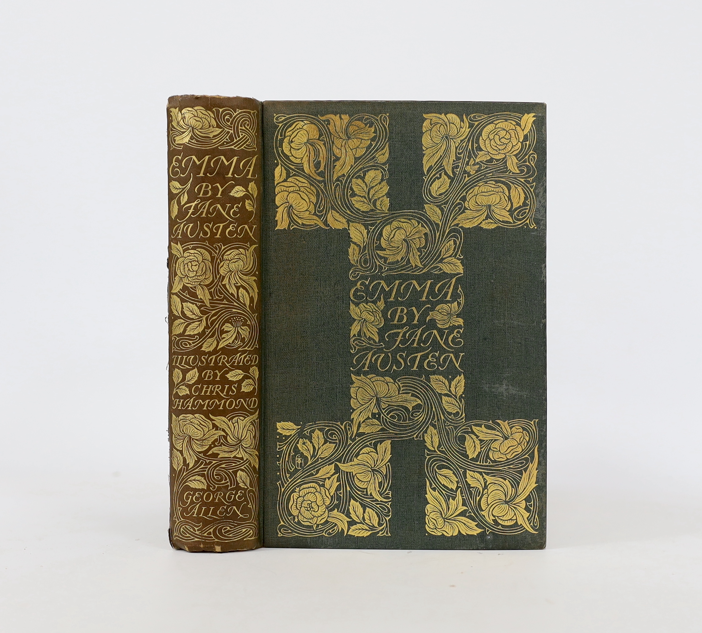 Austen, Jane - Emma. With an introduction by Joseph Jacobs and illustrations by Chris Hammond. decorated title, frontis. and num. illus. (some full page); publisher's gilt floral decorated cloth and gilt top, cr. 8vo. Ge